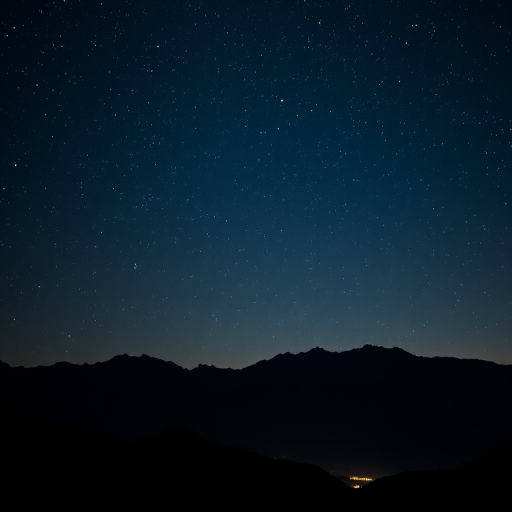 Generate a high-resolution nighttime landscape photo featuring a starry sky with a silhouette of mountains in the foreground, captured with a Canon EOS R5, ISO 3200, f/2.8, 30 seconds exposure, wide-angle lens at 24mm, using a long exposure technique for enhanced clarity and detail in the stars.