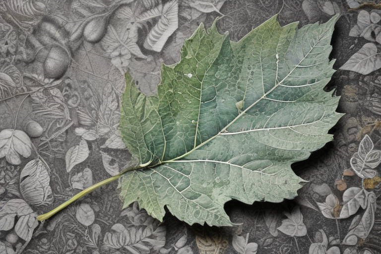 Intricate Textures of a Leaf Against a Detailed Nature Background ...