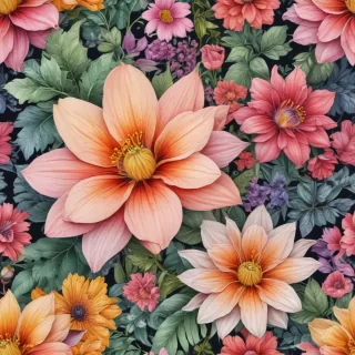 drawings of flowers in color