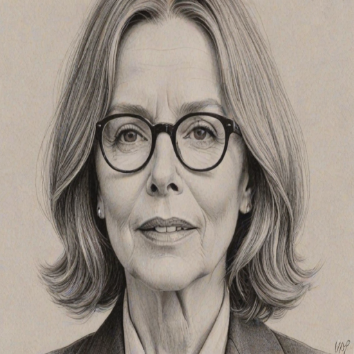 Fascinating Diane Keaton, pencil sketch, portrait of Magnificent woman 1949s in glasses, hair style beatnik, outline, clear lines, fine lines, 8k