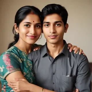 indian son with mom