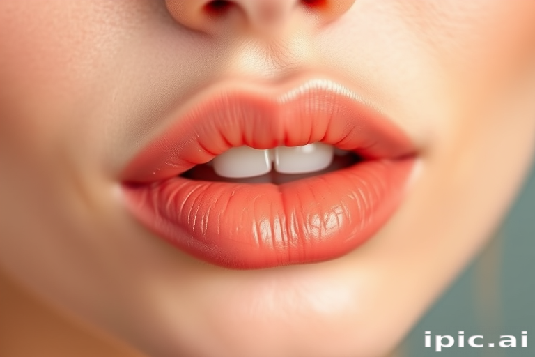 Peach sorbet lips titled "Sunset Blush" feature a soft, creamy texture and warm undertones, perfect for natural makeup looks and spring aesthetics