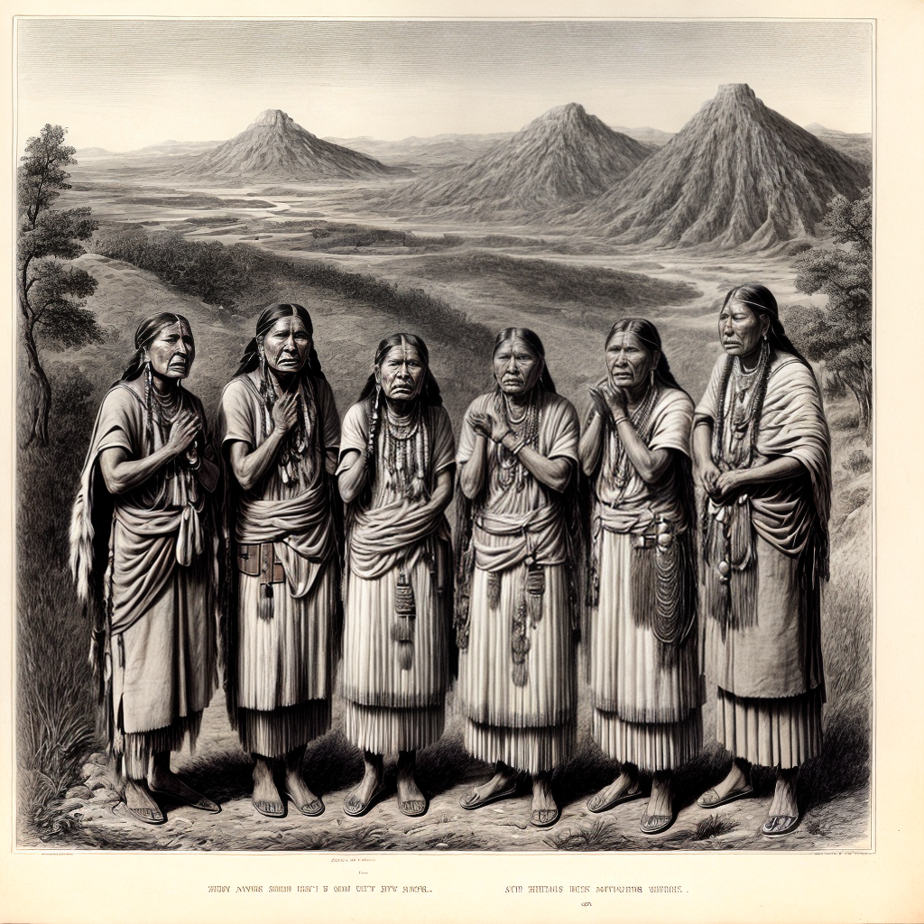 Crying Native native american women crying at the death of their husbands after a war ...