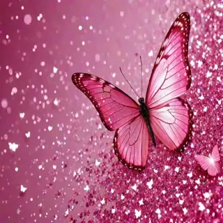 glitter pink butterfly wallpaper