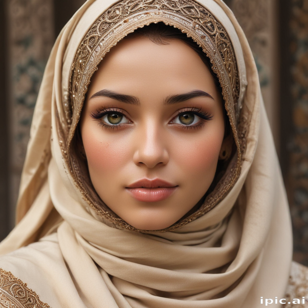 Elegant Portrait of a Young Woman Wearing a Beautiful Hijab