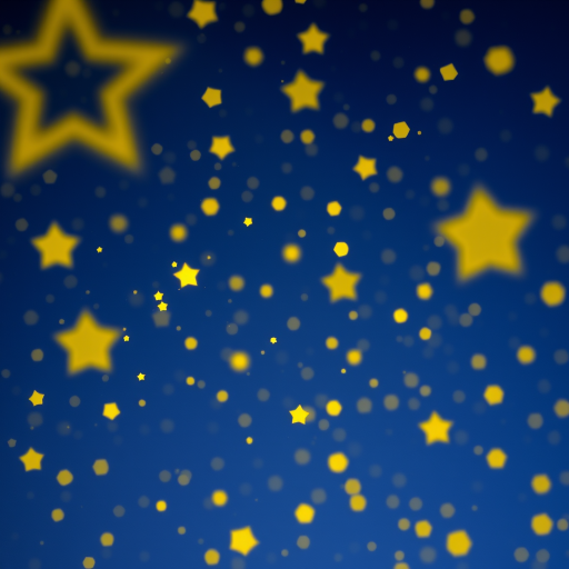 Generate a digital artwork of a night sky filled with yellow stars of varying sizes on a deep blue background, capturing the essence of a serene celestial landscape with a soft glow effect, using a DSLR camera, f/2.8 aperture, ISO 100, 50mm lens, and a long exposure setting to enhance the brightness and detail of the stars.