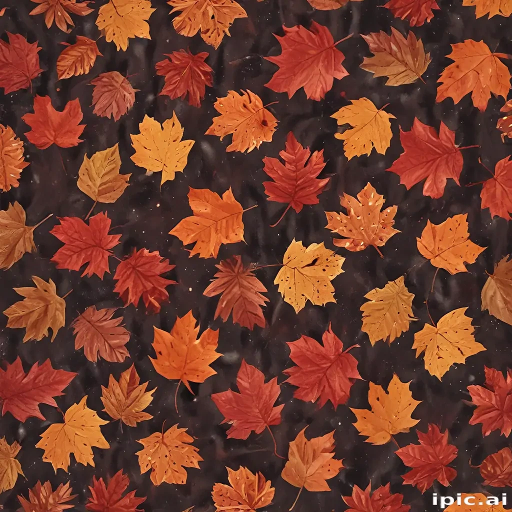 Autumn Leaves Dancing on a Dark Background in Vibrant Colors