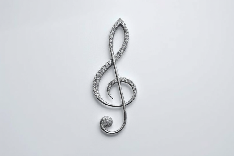 Create an intricate and detailed illustration of a treble clef symbol, high-resolution, shot with a Canon EOS R5 at f/2.8, 50mm lens, soft lighting, focus on the curves and lines, minimalist background.