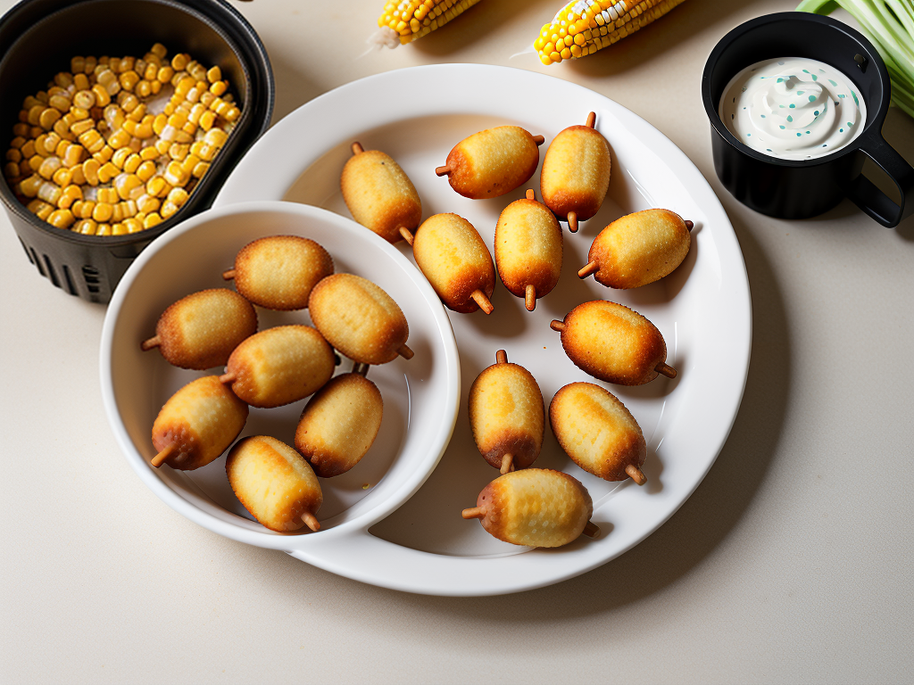 Deliciously Golden Corn-Shaped Treats Served with Fresh Corn and Dip.