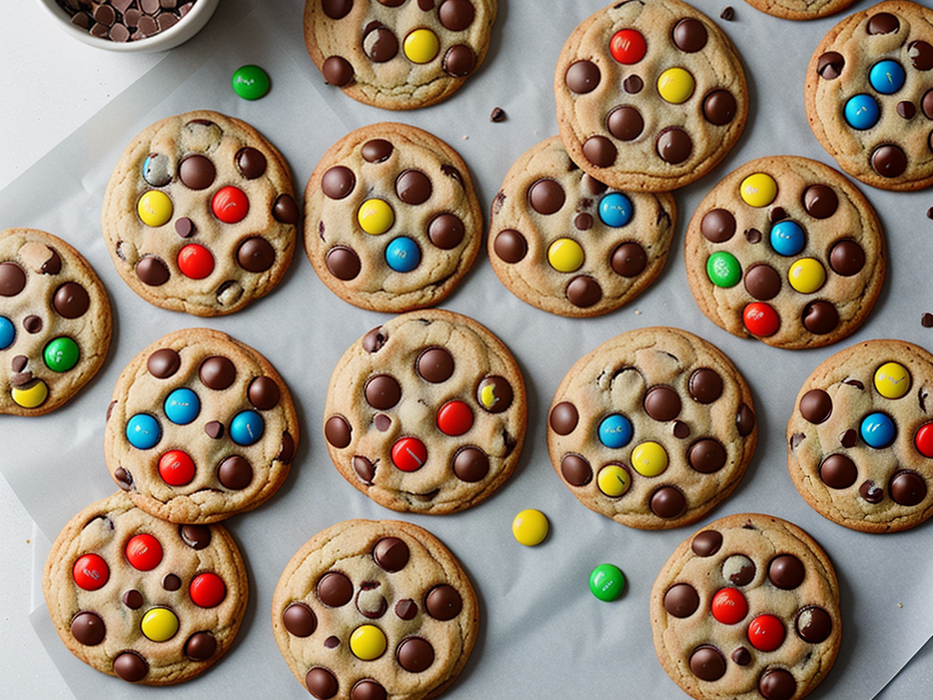 chocolate chip cookies with m&ms