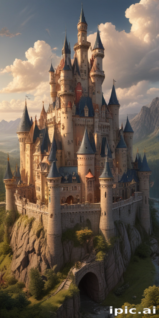 A Majestic Fairy Tale Castle Surrounded by Lush Mountains and Scenic ...