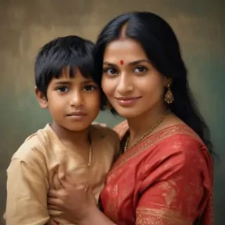 mom and son indian