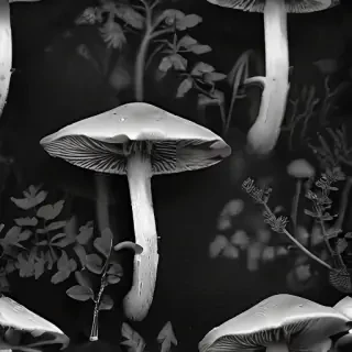 mushroom black and white