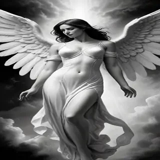 black and white angel drawings