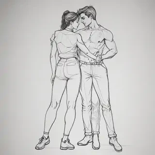 couples drawing poses