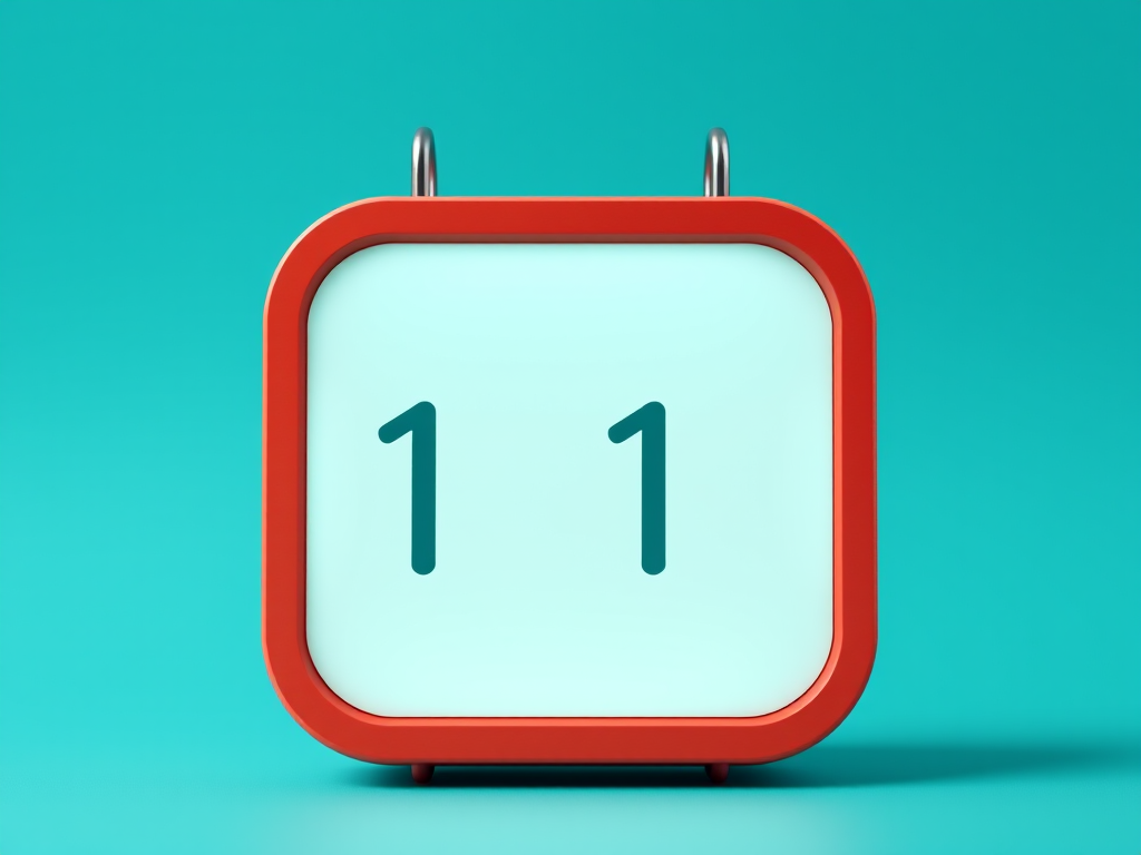 minimalistic digital calendar illustration on a turquoise background, high resolution, soft lighting, 50mm lens, f/2.8 aperture, ISO 100, front view, DSLR camera, vector style