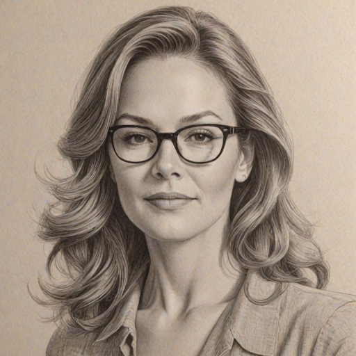 Gorgeous Diane Lane, pencil sketch, portrait of Enchanting woman 1958s in glasses, hair style beatnik, outline, clear lines, fine lines, 8k