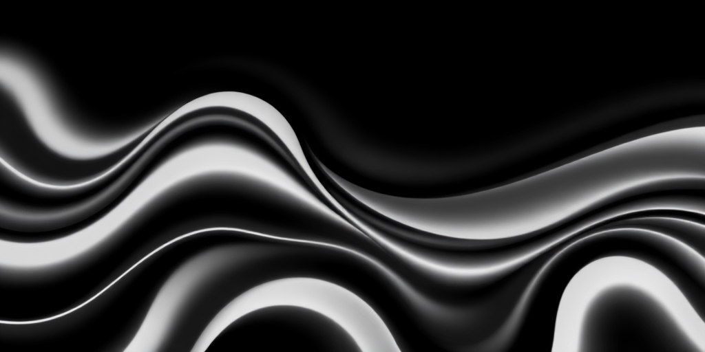 Generate a high-contrast black and white wave pattern with smooth curves and sharp edges, DSLR camera, 50mm lens, f/8 aperture, ISO 100, shutter speed 1/250s, top-down view, crisp detail.