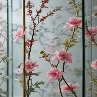 flowers behind glass wallpaper