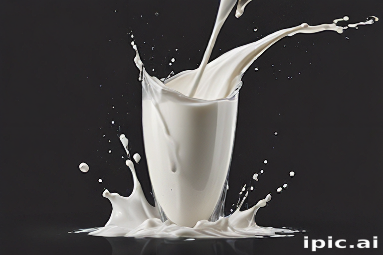 Captivating Splash of Milk Overflowing from a Glass Against Dark Background