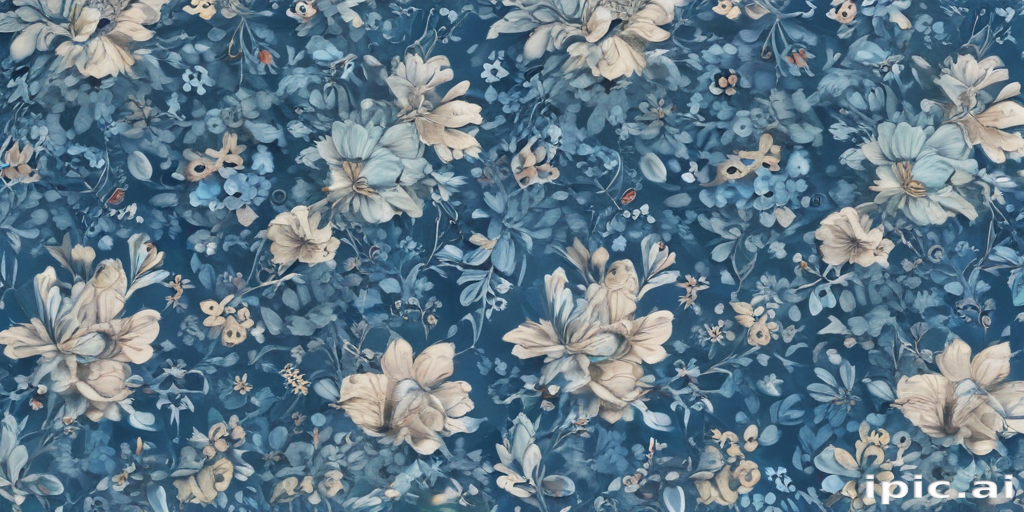 Elegant Floral Pattern with Soft Hues on a Deep Blue Background