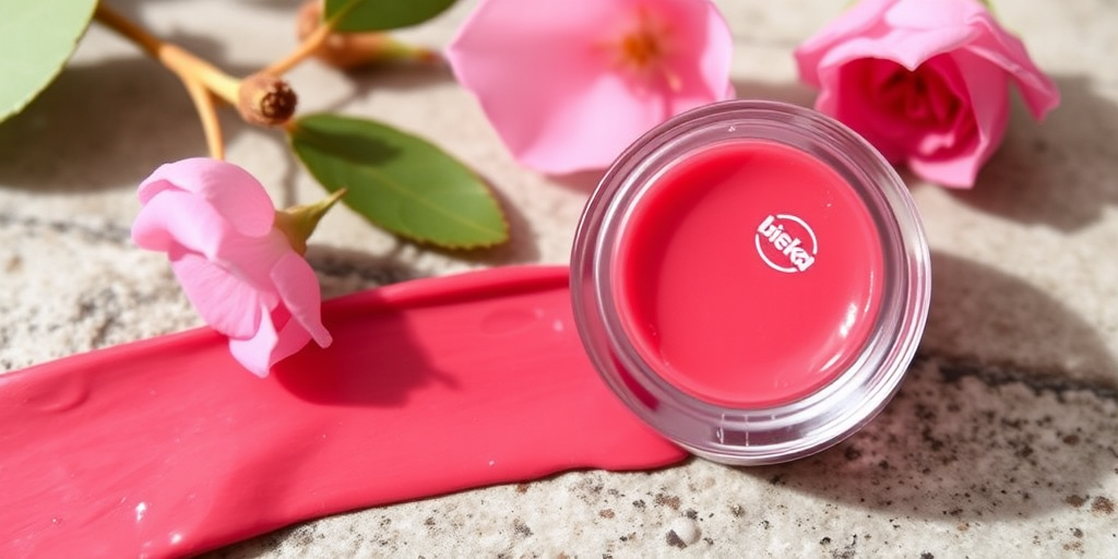 Sheer rose petal tint named "Dewy Blossom," offering a natural flush of color with a moisturizing balm-like consistency