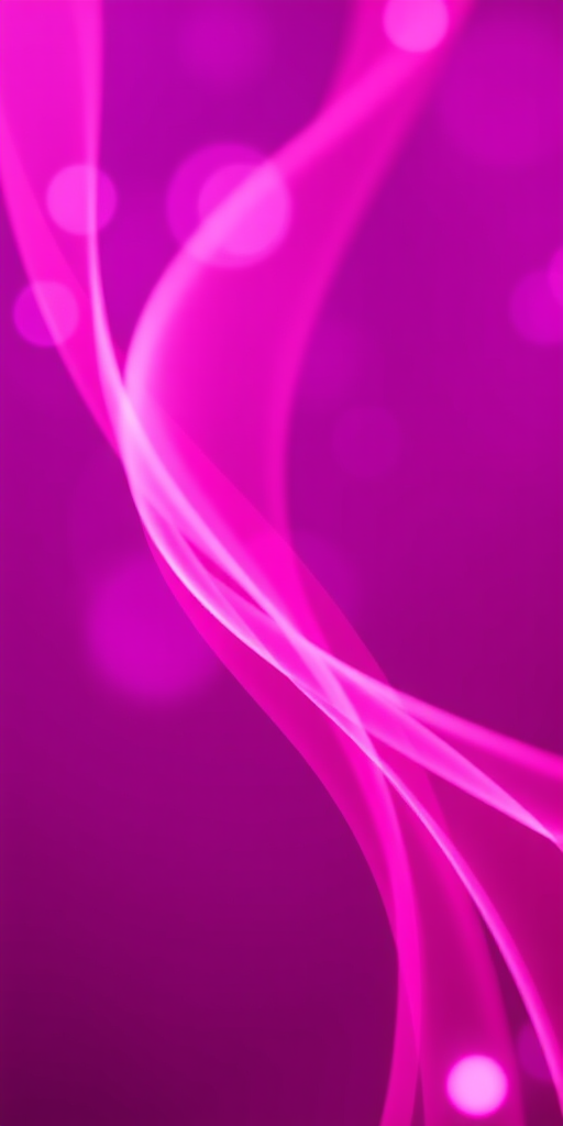 Create an abstract image of flowing pink light beams on a purple background with a depth of field effect, using a DSLR camera with a 50mm lens at f/1.8, ISO 100, shutter speed 1/125s, capturing in a macro view style for enhanced quality.
