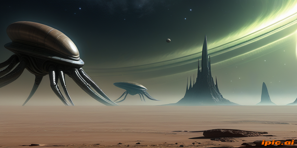 Futuristic Alien Landscape with Unusual Structures and Celestial Bodies ...