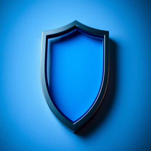 Create a high-resolution image of a shield emblem with a smooth gradient of blue shades, using a DSLR camera at f/2.8 aperture, 50mm lens, 1/200s shutter speed, with a focused depth of field and soft lighting for enhanced visual appeal.