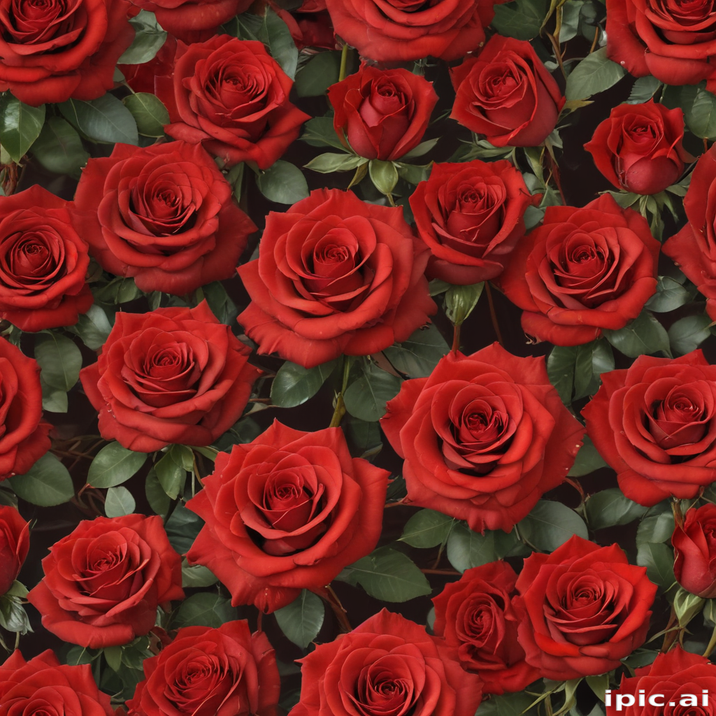 A Beautiful Arrangement of Vibrant Red Roses with Lush Green Leaves
