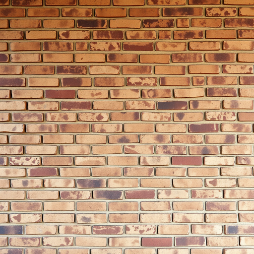 Generate a high-resolution image of a textured brick wall with various shades of brown, using a DSLR camera, aperture f/8, ISO 200, 50mm lens, shot from a frontal view with soft natural lighting.