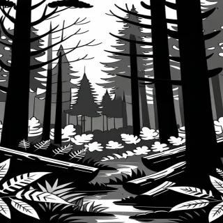 forest clipart black and white