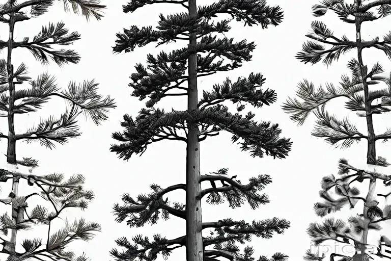 black and white pine tree clipart