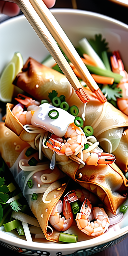 shrimp egg roll in a bowl