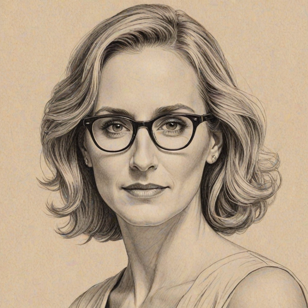 Sublime Marlee Matlin, pencil sketch, portrait of Graceful woman 1925s in glasses, hair style beatnik, outline, clear lines, fine lines, 8k