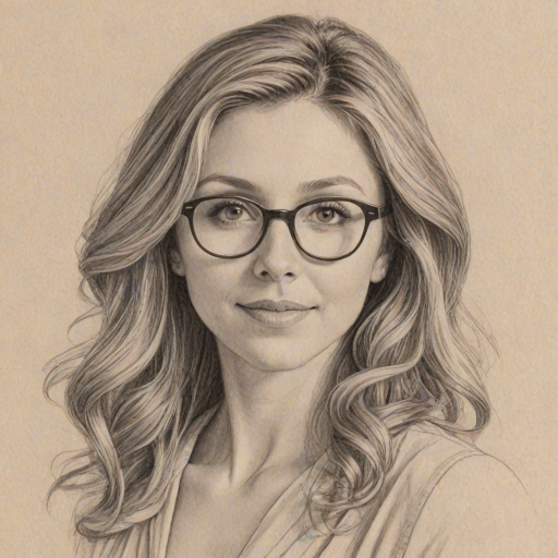 Elegant Sarah Chalke, pencil sketch, portrait of Enchanting woman 1976s in glasses, hair style beatnik, outline, clear lines, fine lines, 8k