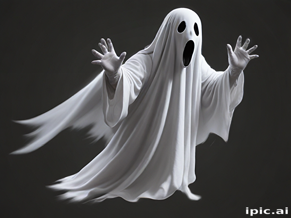 A Spooky Ghost Figure Floating in a Dark and Mysterious Environment