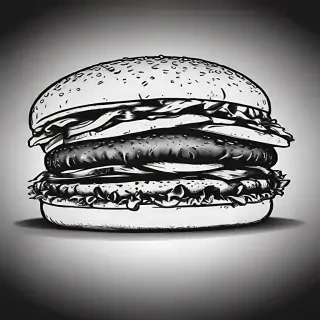 burger clipart black and white