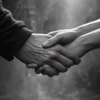 handshake black and white