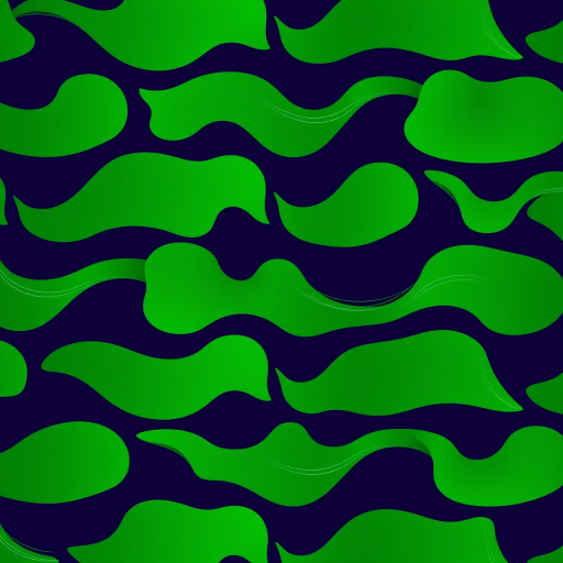 Create a seamless pattern of abstract green shapes with flowing lines, using a Canon EOS R5, 50mm lens, f/8 aperture, ISO 100, studio lighting for enhanced clarity and detail.