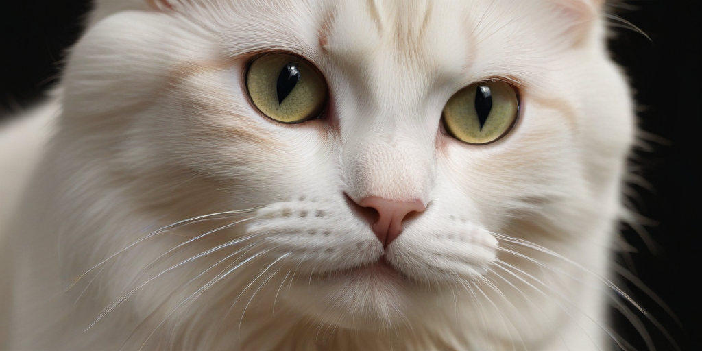 A Beautiful Close-Up Portrait of a Majestic White Cat with Striking Eyes