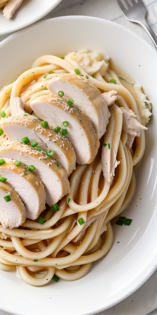 chicken noodles and mashed potatoes