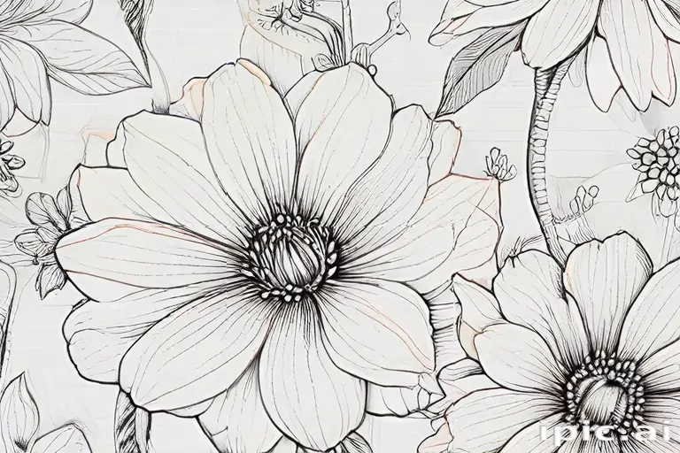 line work flowers