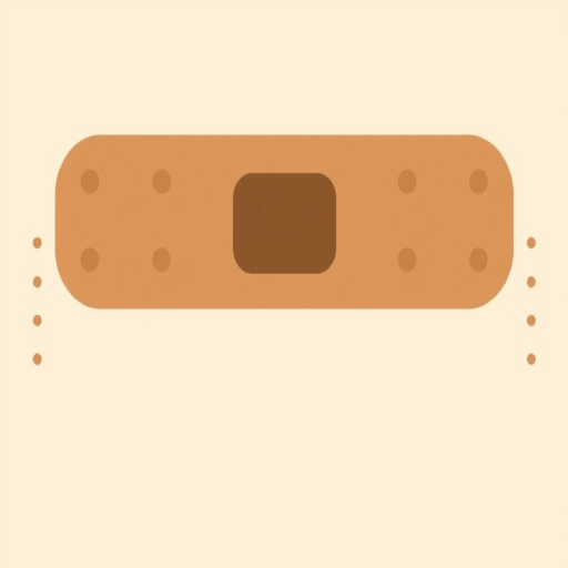 create a simple illustration of a band-aid with a beige color and a central brown pad, featuring dotted designs on the edges