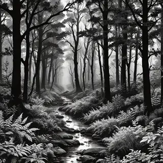 forest clipart black and white