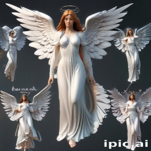 Graceful Angelic Figure with Majestic Wings and Serene Expression in White