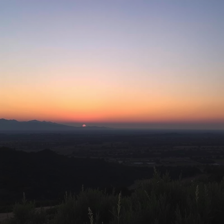 Generate a high-resolution image of a serene landscape with a clear sky at sunset, using a Canon EOS R5, aperture f/8, ISO 100, shutter speed 1/60 sec, 24mm focal length, wide-angle view, and natural lighting for enhanced image quality.