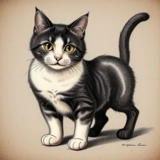 vintage cat drawing