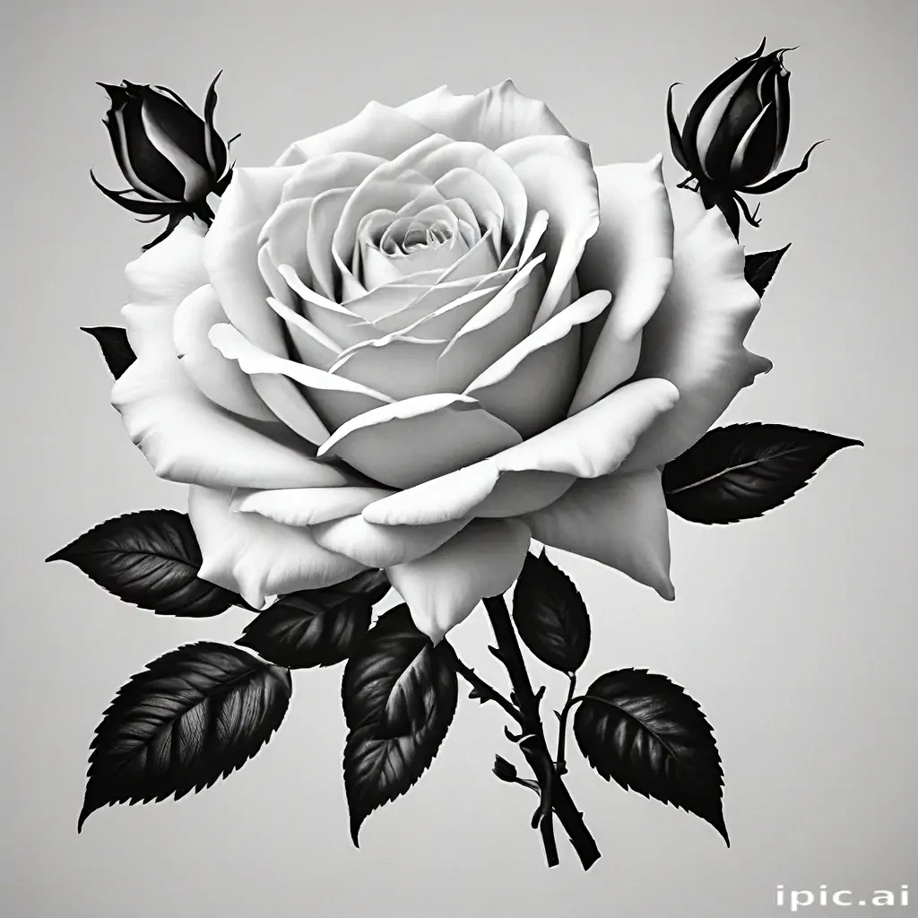 rose clip art black and white