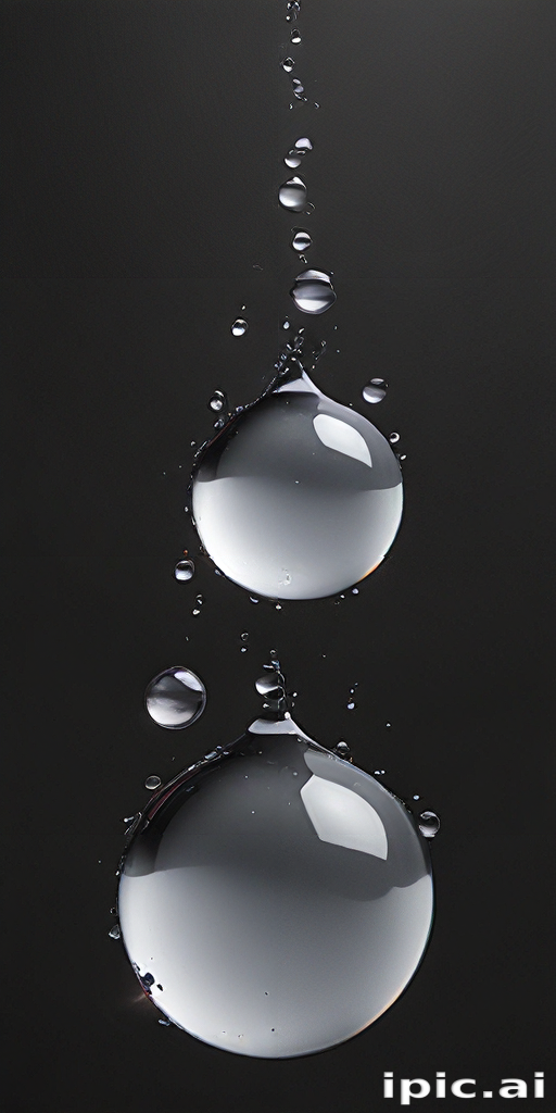 Captivating Close-Up of Water Droplets Falling Against a Dark Background